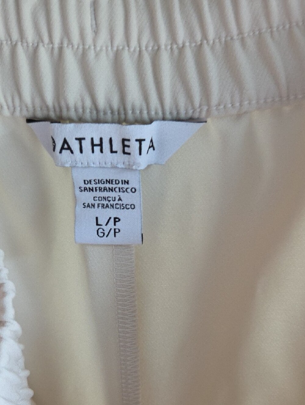Athleta Cream Wide-Leg Drawstring Pants Size LP - Picture 2 of 5